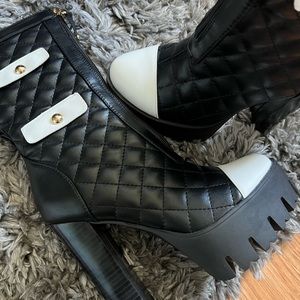 Azalea Wang Black & White Platform Bootie, Size 8